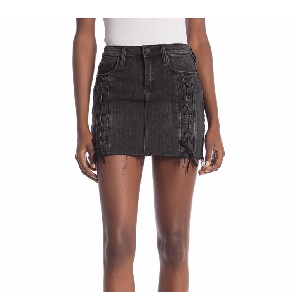 NWOT Blank NYC Lace-Up denim mini skirt